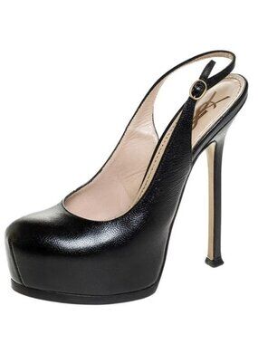Yves Saint Laurent Patent Leather Tribtoo 105 Platform Singback Pumps, Size 39
